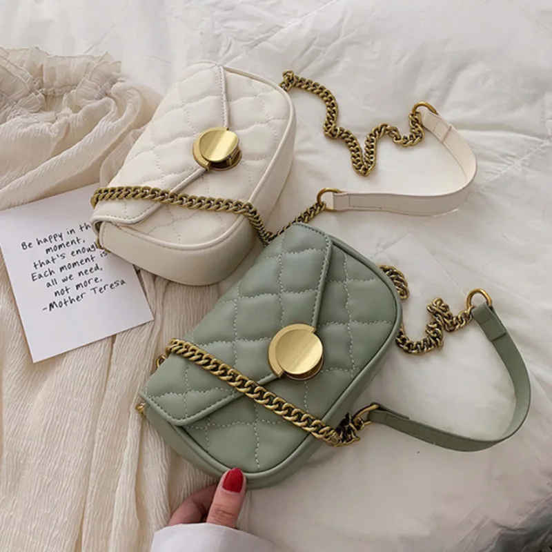 

Female Lattice Crossbody Bag Women 2019 Quality PU Leather Luxury Handbag Designer Sac Main Ladies Chain Shoulder Messenger Bag