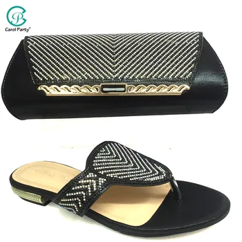 

2019 New Arrival Black Color Shoes And Bag Set Italian Design Matching Shoes And Bag Set For Wedding Party