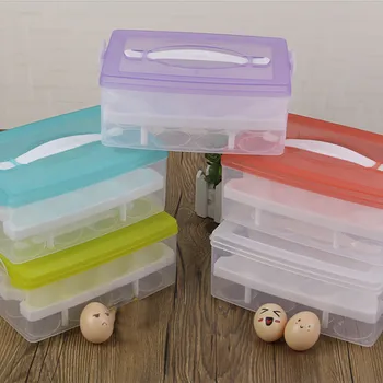 

Kitchen Storage 24 Grid Double egg Storage Box Refrigerator Egg Storage Kitchen Outdoor Portable Container Storage Egg Box