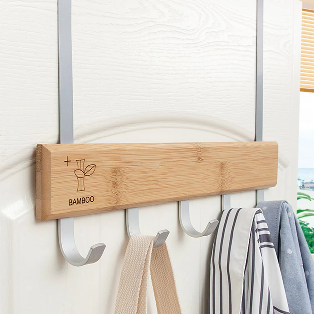 

Holder Clothes Towel Pants Coat Bags Durable Storage Organizer Door Hook Multifunctional Hanging Wooden Strong Bearing Home