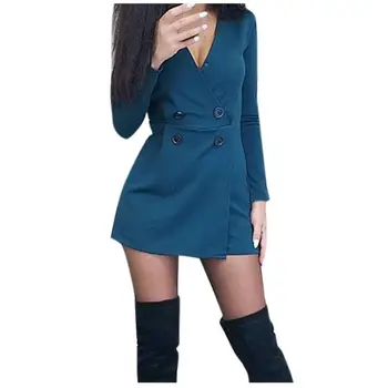 

Office Ladies Jumpsuit Plus Size Casual Solid V Neck Button Long Sleeve Playsuit Ropa Mujer 2020 Spring New Hot Drop Shipping E