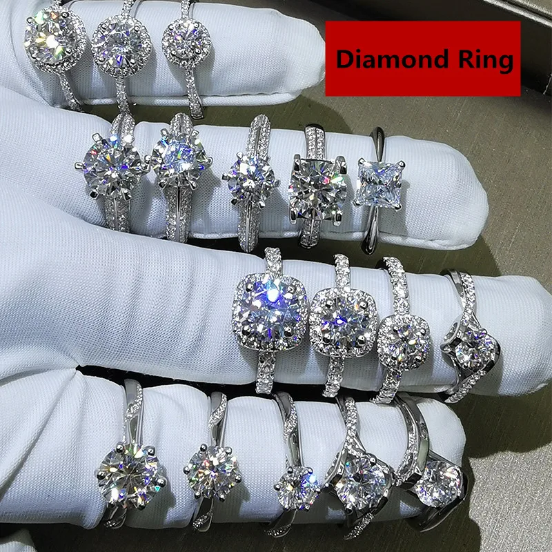 925 Sterling Silver Engagement Wedding Band Rings 40 Style Lovers Lab Diamond Cz Promise Ring for women men Party Jewelry Gift silver rings silver ring wedding rings