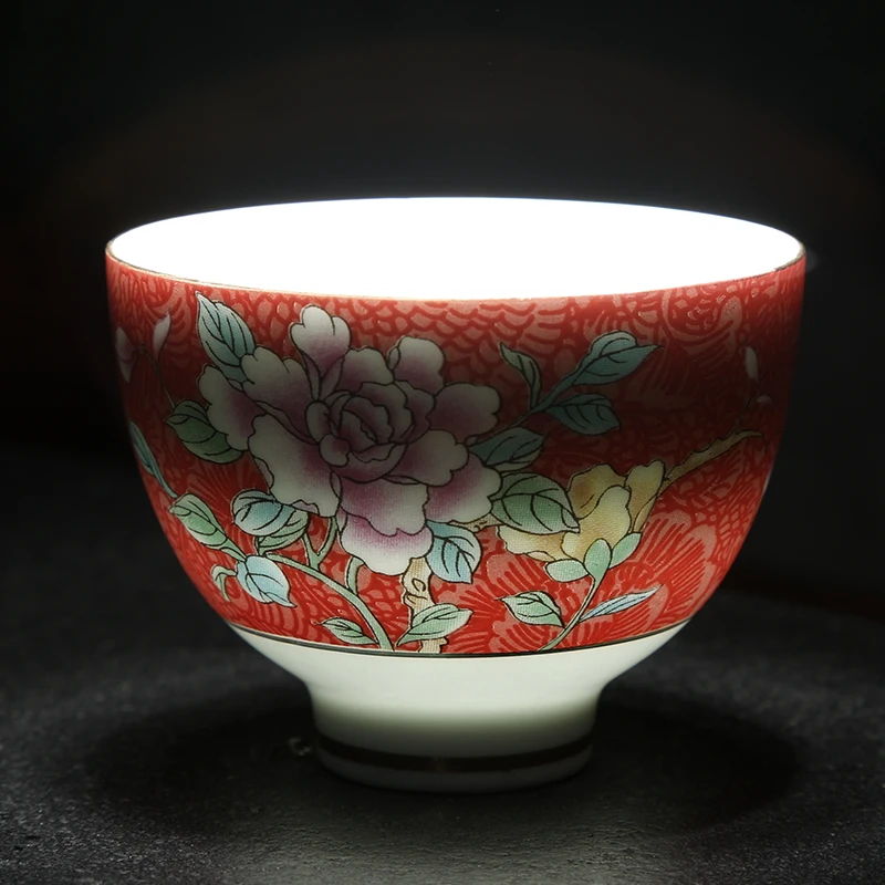 Цзиндэчжэнь расписанные вручную пастельные пионы китайские традиционные, керамические фарфоровая чашка чайный набор кунг-фу чайная чашка посуда для питья