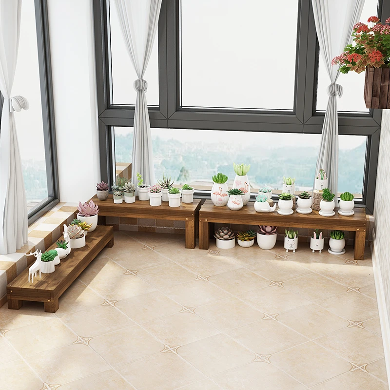 

Multi-storey Balcony Outdoor Anticorrosive Wood Shavings Shelves Courtyard Outdoors Monolayer Short Stool Flowerpot Frame