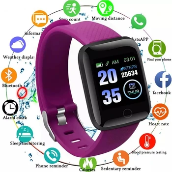 

116 Plus Smart Watch Health Wristband Sports watch Blood Pressure Heart Rate Pedometer Fitness Tracker Smart Bracelet Waterproof