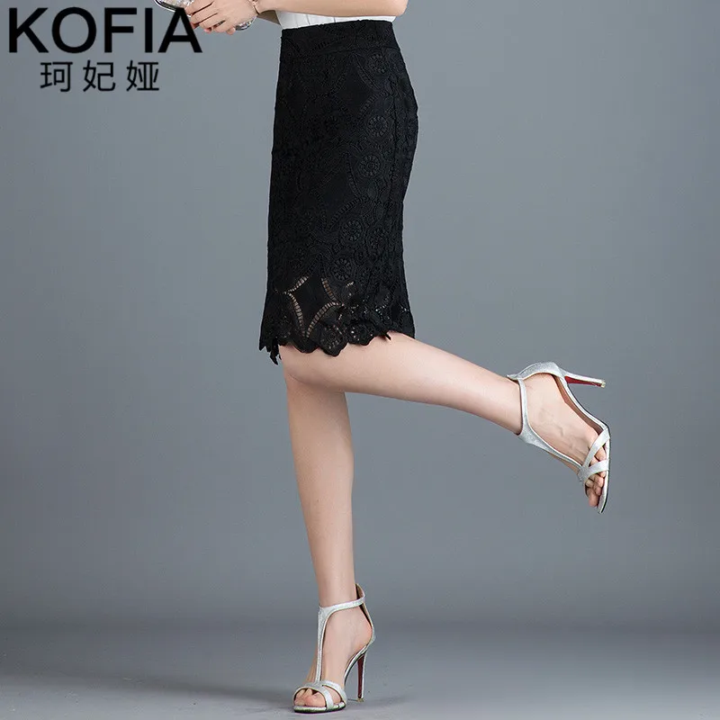 

Slim Fit High-waisted Lace Skirt Women's Autumn 2019 New Style Large Size Middle-aged Mom Skirt One-step Skirt Midi-skirt