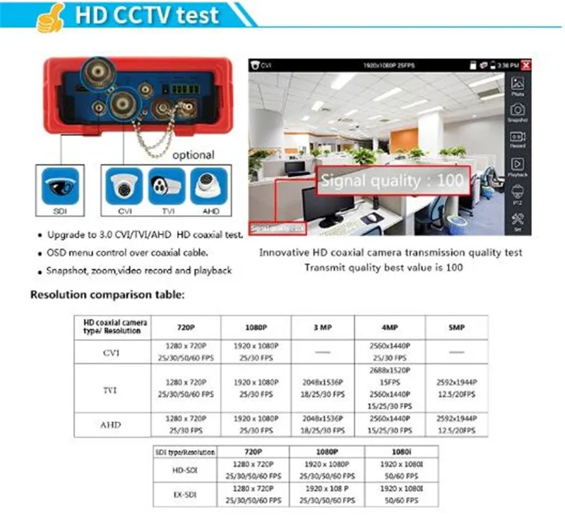 IPC4300 плюс тестер ip-камеры тестер систем Скрытого видеонаблюдения с дисплеем 8MP TVI CVI 5MP AHD SDI H.265 4K с цифровым мультиметр