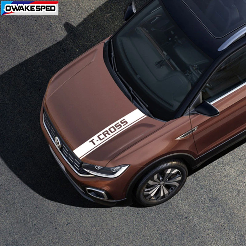 Sport Stripes Car Hood Bonnet Sticker For Volkswagen-VW T-cross R line Auto Engine Cover Decor Vinyl Decals (3)