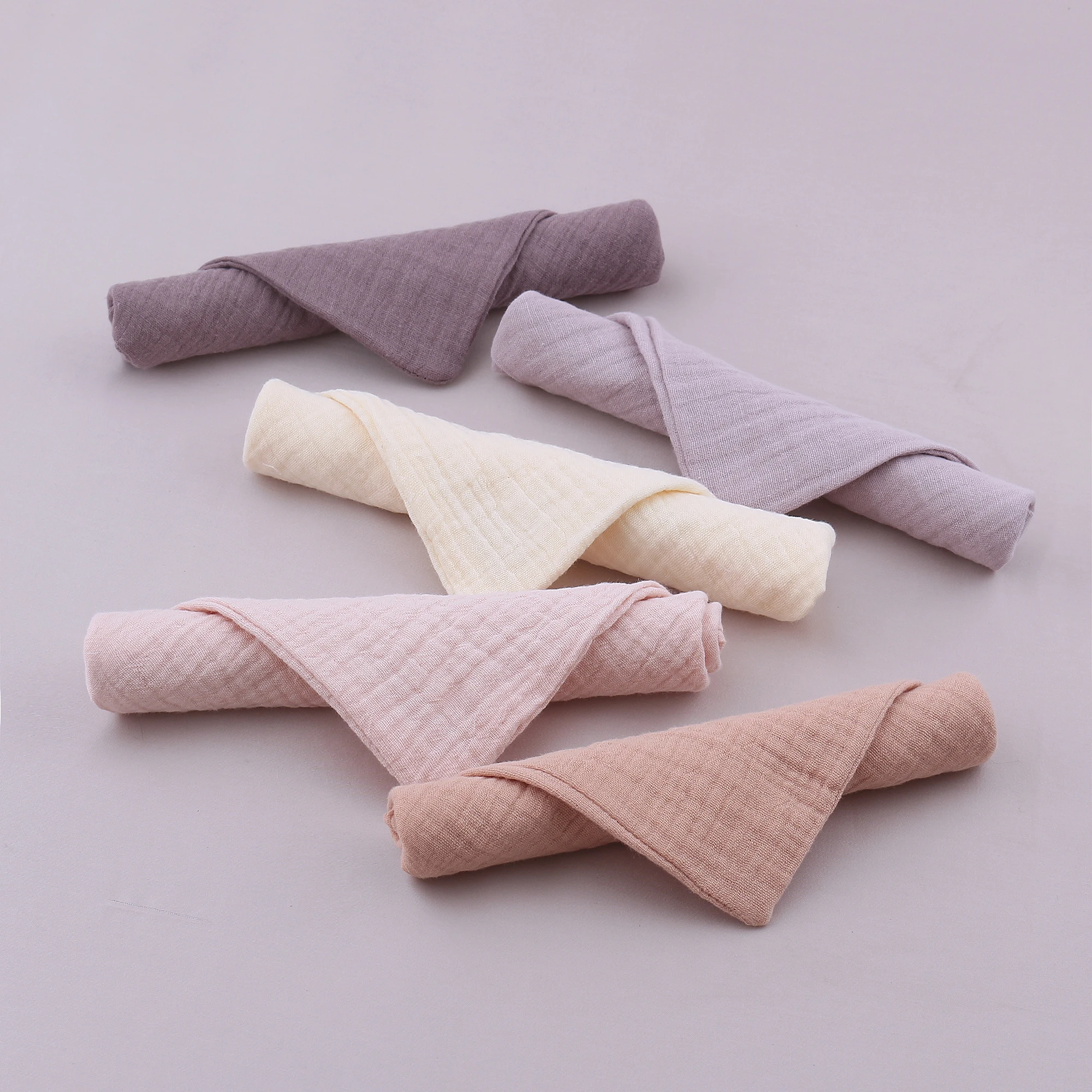 5pcs/Set Square Cotton Baby Towel Handkerchief Feeding Bibs Burp Cloths
