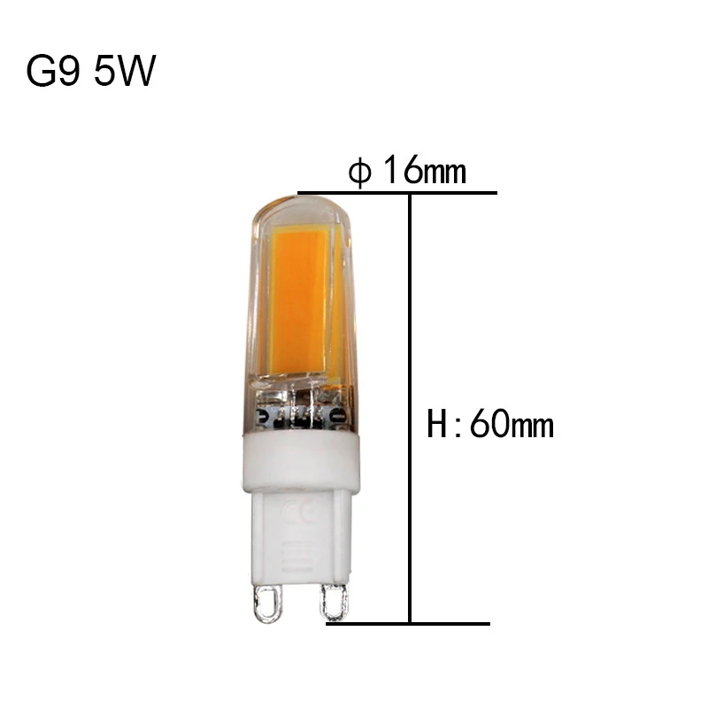 G4 G9 E14 Светодиодный светильник 3 Вт 5 Вт 6 Вт 7 Вт 9 Вт 12 В лампа 110 В 220 в теплый белый кристалл люстры лампа - Испускаемый цвет: G9COB 5W