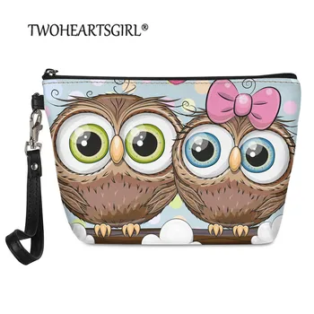 

Twoheartsgirls Women Makeup Bag Lovely Owl Print Cosmetic Bag Pouch Case Cartoon Travel Organizer Storage bolsa de maquillaje