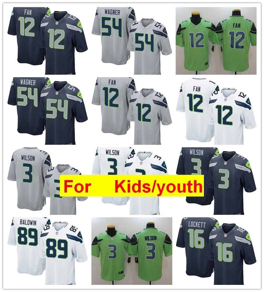 Youth Seattle shakem Griffin Рассел Вилсон Бобби Вагнер Даг Болдуин игра Цвет пик футбольные майки