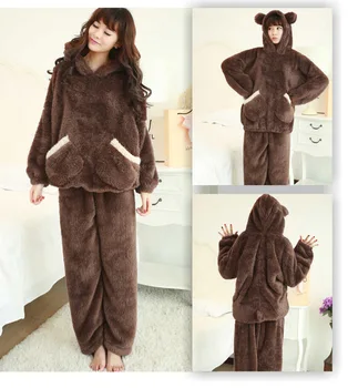 

Lovely Flannel Pajama Sets For Women Bear Autumn Winter Pajama Suit Female Long Sleeve Cute Nightgown Sleepwear Casual Homewear