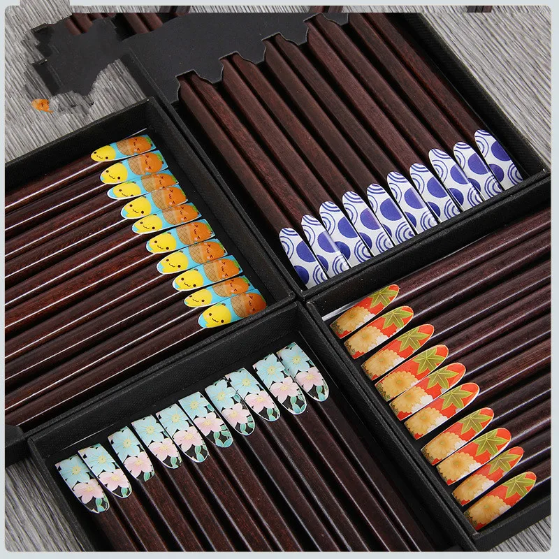 

5 pairs Japanese-style Chopsticks Natural Handmade Reusable Food Sticks Sushi Chop Sticks Chinese Gift Wooden Kitchen Tableware