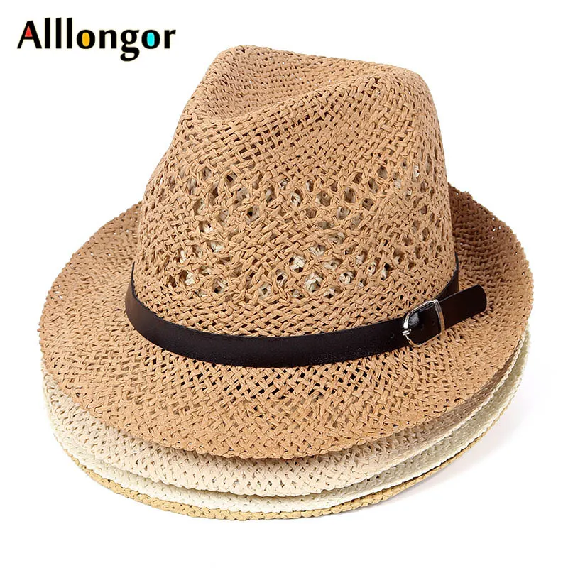 Ковбойская Шляпа Fedora Летняя Панама джазовая, шляпа для мужчин sombrero jazz hombre с поясом полые пляжные соломенные шляпы