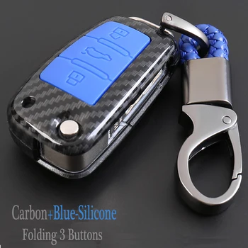 

Remote Car Key Cover Case Folding Holder Set For Audi R8 A1 A3 A4 A5 A6 A7 A8 Q3 Q5 Q7 C5 C6 A4L A6L Carbon fiber ABS Silicone