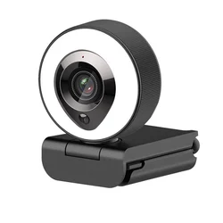 Usb webcam 1080p 30fps hd computador câmera 5mp com microfone e luz de preenchimento para transmissão ao vivo/ensino/vídeo chat