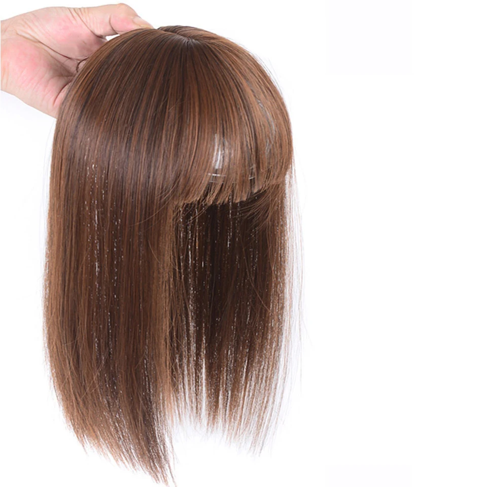 Allaosify Long Straight Hair Air Bangs Black Brown Hairpin Bangs High Temperature Fiber Hair Topper Clip In Extensions Synthetic synthesis wig middle part bangs hair extensions clip in forehead natural seamless french oblique bangs eight character bangs ext