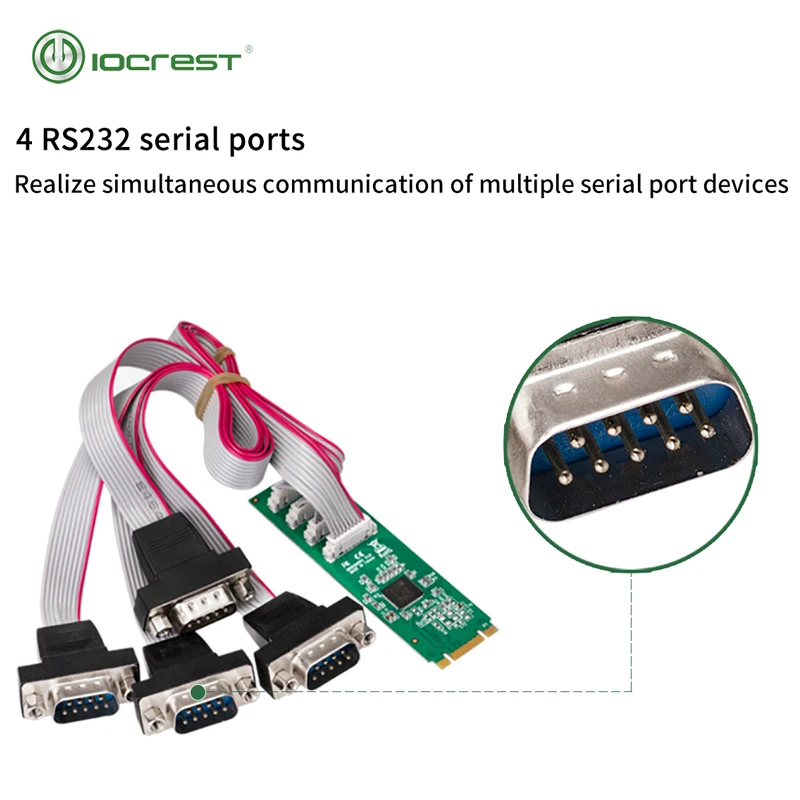 IOCREST добавить на карту M.2 ngff b Ключ и m ключ к 4 портам RS232 db9 карта mutil-последовательный порт контроллера