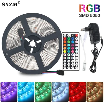 

RGB Flexible LED Strip Light SMD 5050 2835 RGB Ribbon fita light strip rgb 5M 20M led tape Diode DC12V Remote Control+Adapter