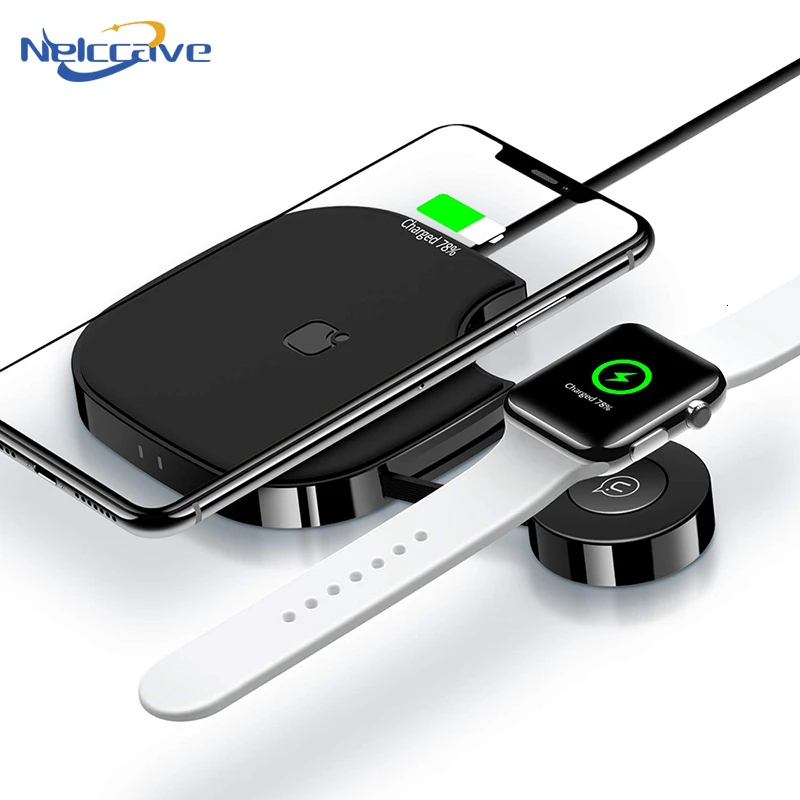 2 in 1 Wireless Charger For Apple Watch 5 4 3 AirPods Qi Fast Phone Sharging Station iPhone 11 Pro XS Max XR X 8 Plus | Мобильные