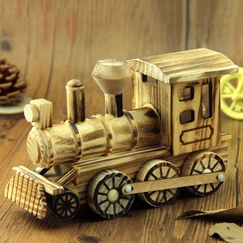 

Simulation Locomotive Creative Handmade Wooden Train Toy For Kids Greative Gift Fashion Home Wooden Crafts Home Decoration