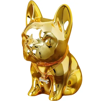 

Bulldog Decoration with Ceramic Savings Pot cute piggy bank living room decoration Home Gold Silver