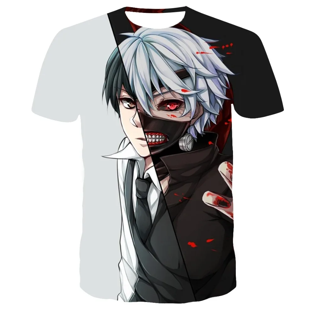 Аниме Kaneki Ken, футболка с 3d принтом, Мужская футболка в стиле хип-хоп с коротким рукавом, черные футболки, летние топы, стиль, модная мужская футболка s