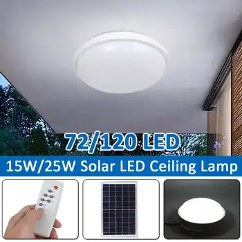 

15W/25W Waterproof Solar LED Ceiling Lamp Soft Light Remote Control Round/Oval Bulb Indoor Outdoor Garage LED Ceiling Lights