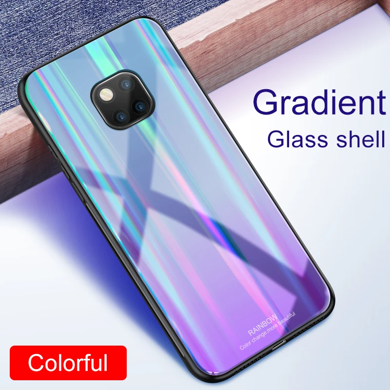 

Gradient Aurora Phone Case For Huawei Mate 20 Case Soft TPU Glass Shockproof Protection Back Cover For Huawei Honor 8X 10 Play