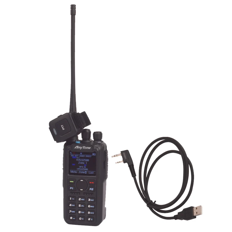 Anytone AT-D878UV PLUS Ham walkie talkie dual band digital DMR and Analog GPS APRS bluetooth PTT Two way radio with PC Cable