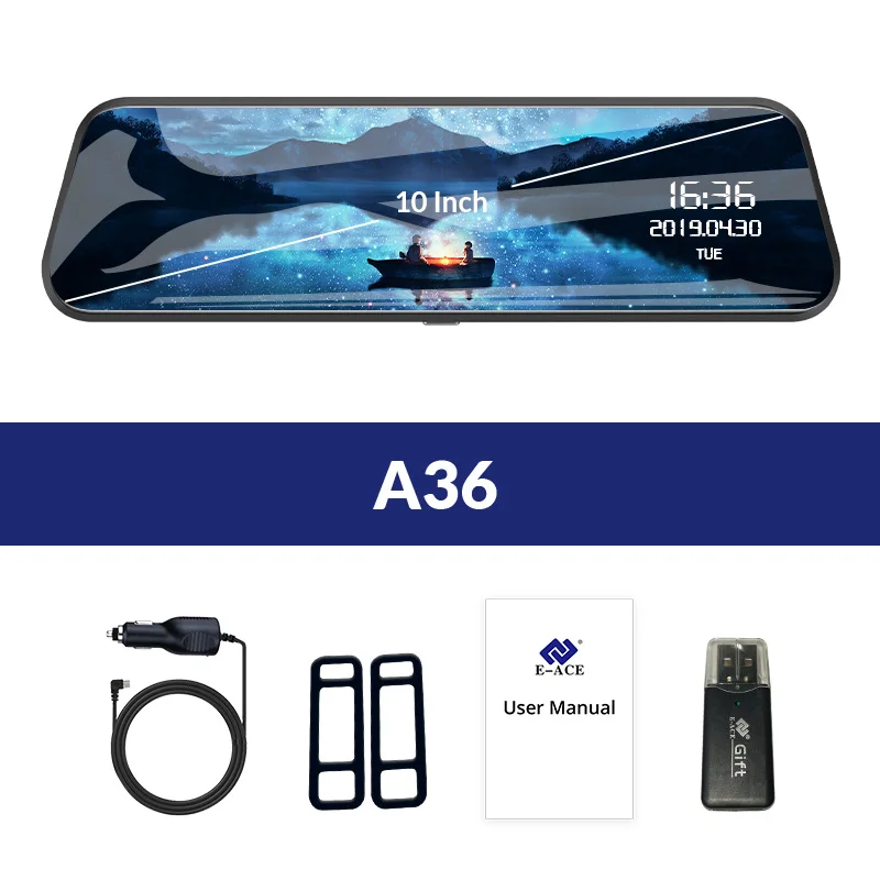 E-ACE Автомобильный видеорегистратор 10 дюймов зеркало заднего вида с двумя объективами 4G Dash Cam FHD 1080P регистратор Android ADAS Автомобильная камера с камерой заднего вида