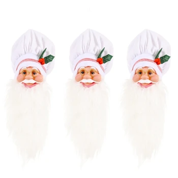 

Christmas Decorations Lovely Santa Claus Head Pendant Chef Hat Bearded Old Man Head Ornament Christmas Tree