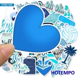 Paquet d'autocollants à motif Graffiti, étiquette Scrapbook, pour téléphone, ordinateur portable, Style bleu, Simple, mignon, 50 pièces 