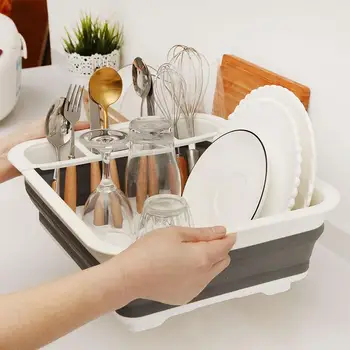 

Foldable Dish Rack Kitchen Storage Holder Drainer Bowl Tableware Plate Portable Tool holder Rack Home Shelf Dinnerware Organizer