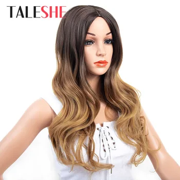

Long Ombre Brown Blonde Wavy Wig Natural Hair Synthetic Wigs Women's Wig Cosplay Heat Resistant Party Wig Grey