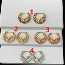 4 цвета, модный дизайн, полный циркон, Круглый Круг, серьги с буквами, Ретро стиль, серьги с буквой, роскошные брендовые ювелирные изделия