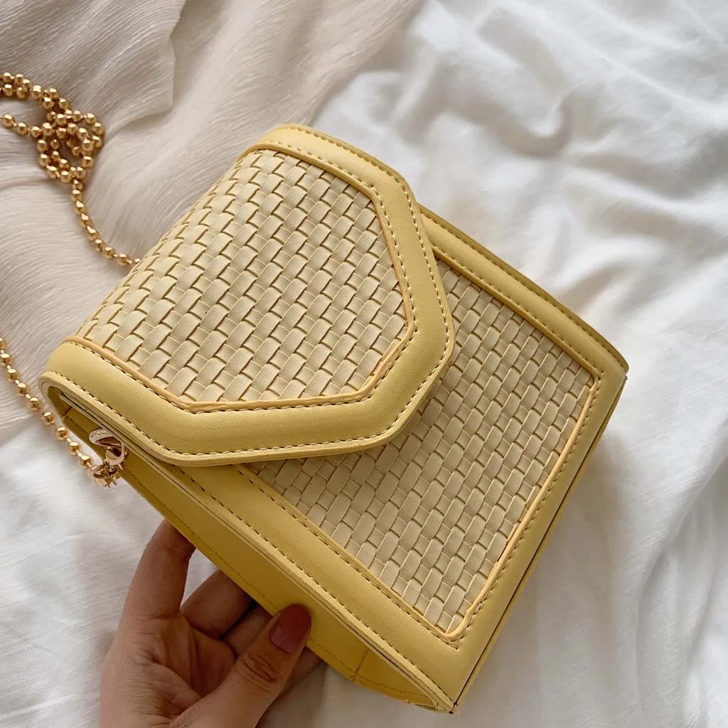 Соломенная Сумка для телефона, модная женская мини-сумка через плечо, Женская тканая сумка на цепочке для мобильного телефона, женская маленькая сумка-мессенджер, bolsa feminina