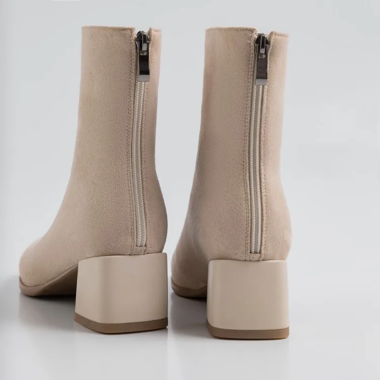 ZawsThia/Большие размеры 33-44; botas mujer invierno; качественные женские ботильоны на молнии; Модные женские Ботинки martin на высоком каблуке