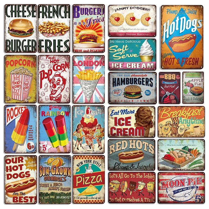 

Fastfood Metal Sign, Metal Poster Plaque, Vintage Tin Sign, Wall Decor, Bar, Bistro, Cafe, Retro Home Decor