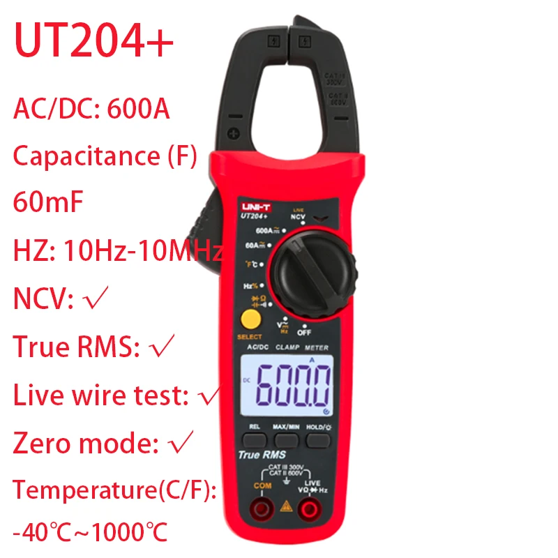 UNI-T UT201+/UT202+/UT202A+/UT203+/UT204+ цифровой клещи для переменного/постоянного тока измерения напряжения - Цвет: Ut204plus