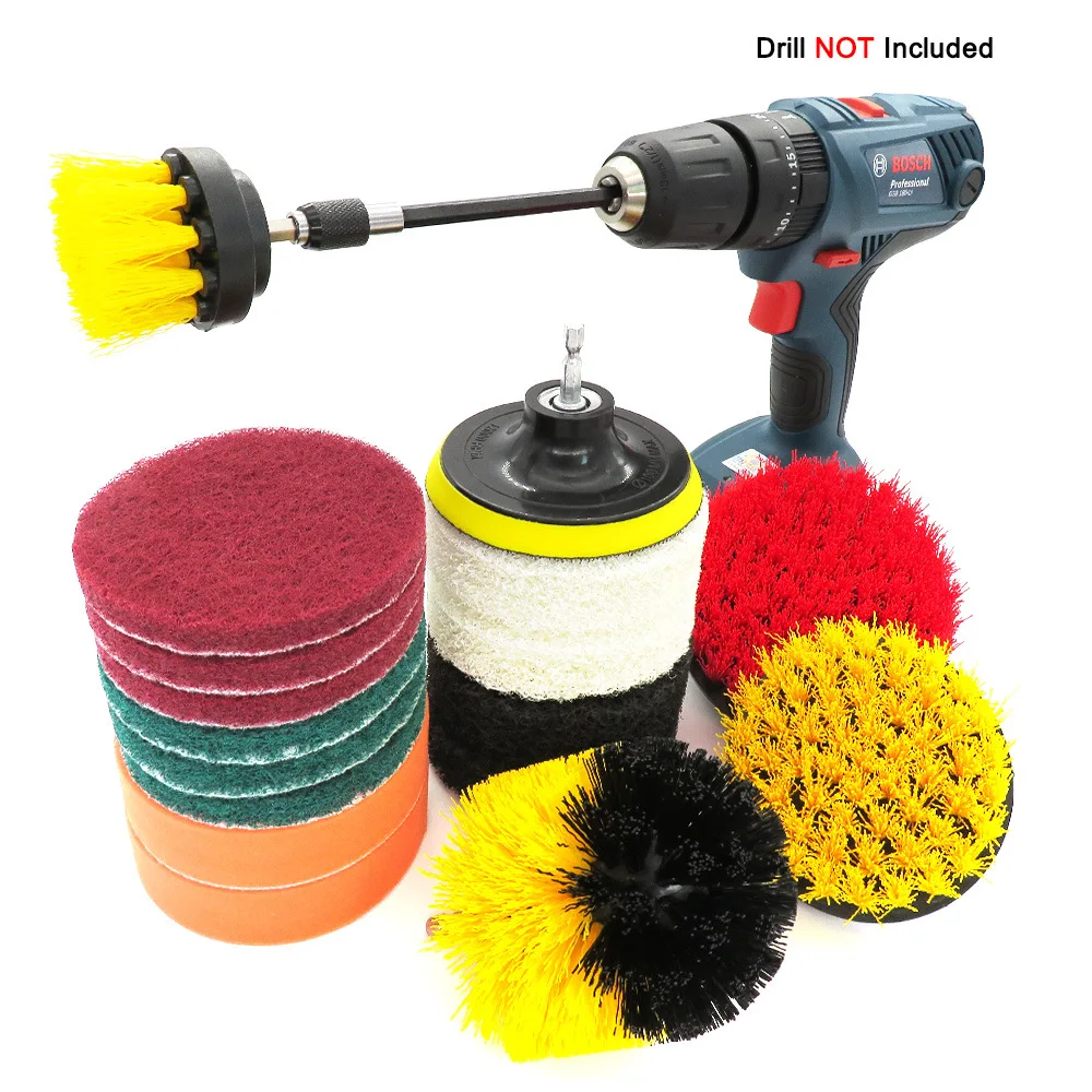 

Electric Cleaning Brush Combination Floor Tile Kitchen Scouring Cross Border Amazon Hot Selling Drill Brush Set