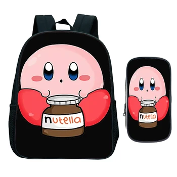 

Funny Nutella Graphic Print Kindergarten School Bag 2pcs/set with Pencil Bag Cute Kirby Cartoon Backpack Anime Bookbags for Kids