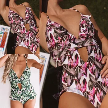

Hot Sales Womens Sexy bathing Costume Padded Monokini Push Up Romper Jumpsuit Fashion Floral Printing Lengerie ropa de playa