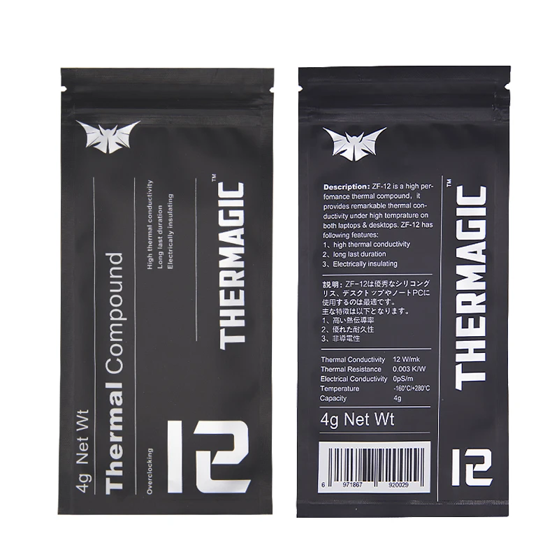 ZF-12 Thermal Compound Conductive 12W/mk Grease Paste Silicone Plaster Heat Sink for CPU GPU Chipset Notebook Cooling Coolers