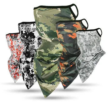 

G66 Cycling face Mask triangle Hanging ear riding headscarf Sunscreen Breathable Collars Ice silk mesh Headgear Camouflage