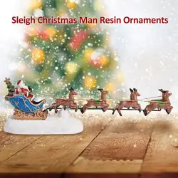 Surtido de trineo y Reno de Papá Noel, decoración navideña luminosa, estatuilla LED iluminada para vacaciones con luz de Color, música de Papá Noel