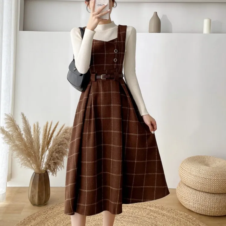 tweed overall dress
