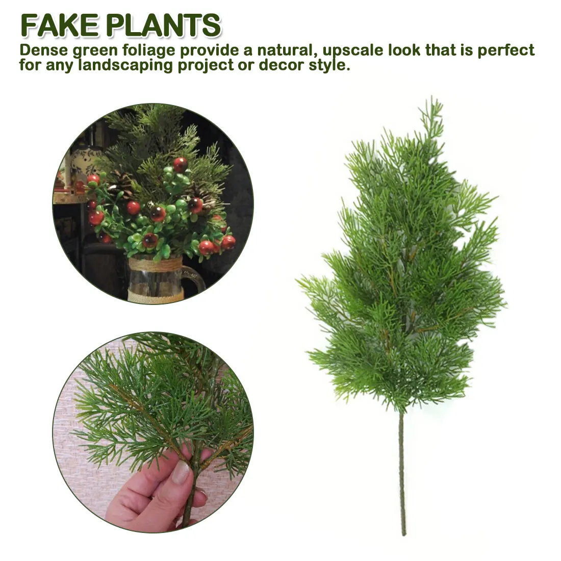 

Artificial Green Cypress Tree Leaf Pine Needle Leaves Branch Fake Leaves for Christmas Wedding Home Office Decoration