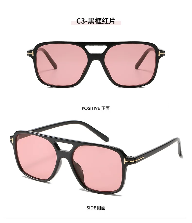 big frame sunglasses Fashion Rectangle sunglasses women men brand design Tom Ford Candy-colors oversized Flat top sun glassses Double Bridge Eyewear big square sunglasses